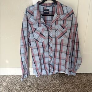 Wrangler Pearl Snap, Multicolored plaid shirt